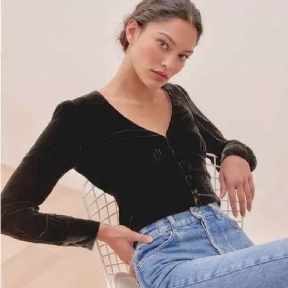 COPY - Reformation Black Velvet Seraphine Top 10